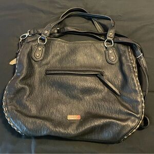 Jessica Simpson Vegan Leather 2 Strap Crossbody/Shoulder Black Bag